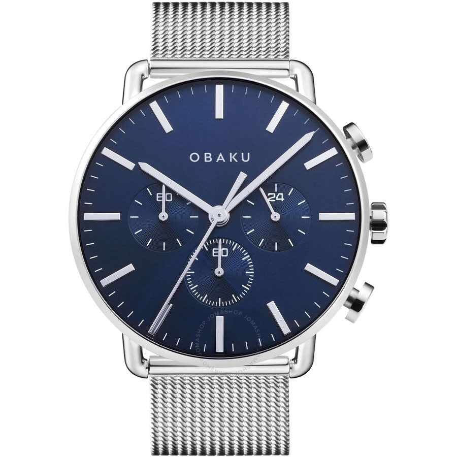 Obaku Classic Chronograph Quartz Blue Dial Men's Watch V232GCCLMC - Dawson Watches