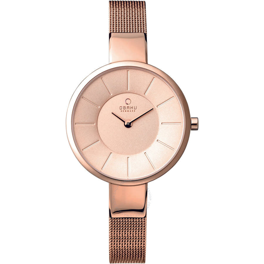 Obaku Denmark Quartz Rose Gold Dial Ladies Watch V149LXVVMV - Dawson Watches