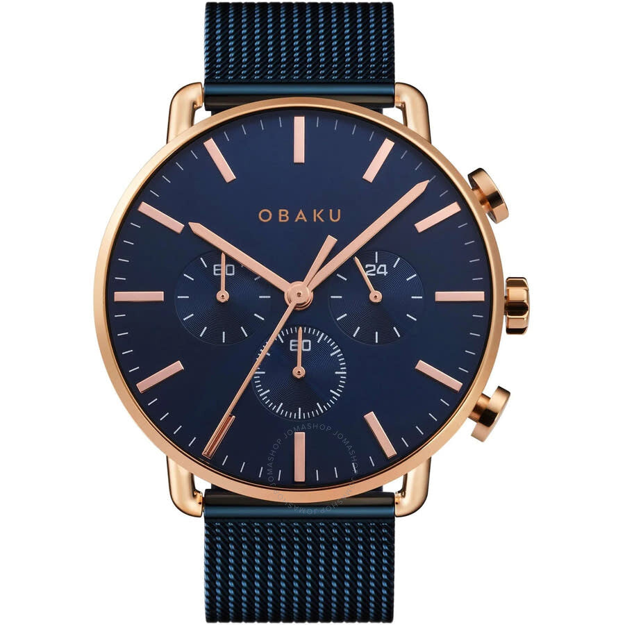 Obaku Havn Chronograph Quartz Black Dial Men's Watch V232GCVLML - Dawson Watches