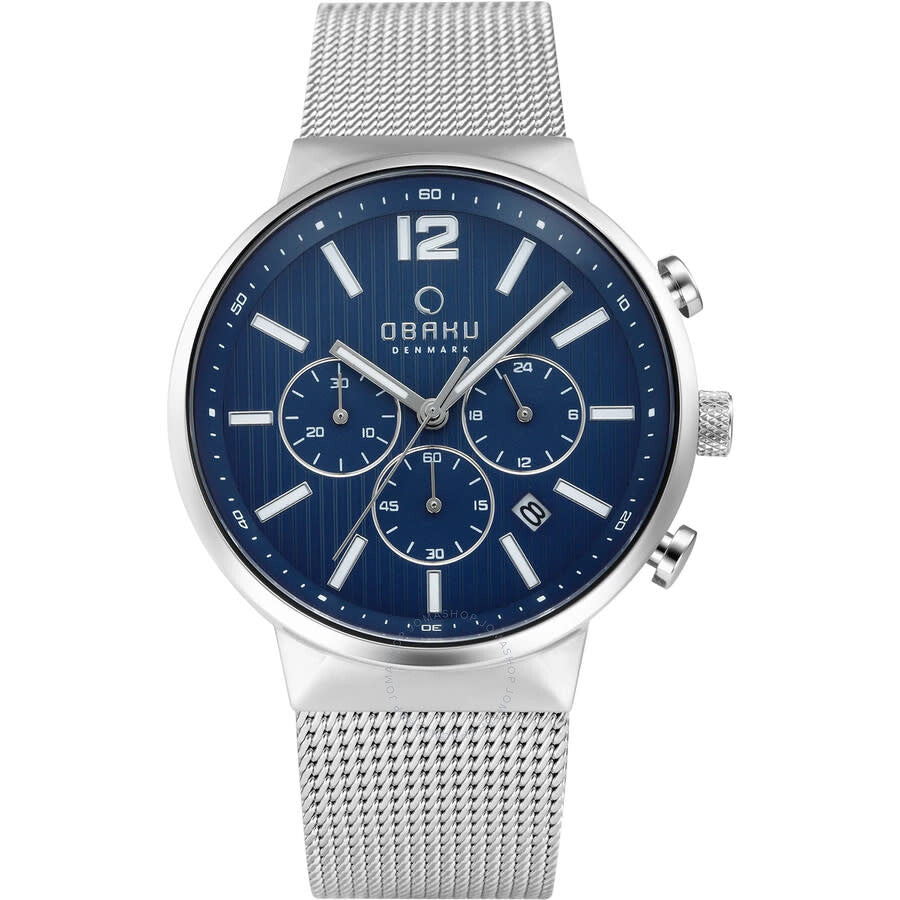 Obaku Storm Chronograph Quartz Blue Dial Men's Watch V180GCCLMC - Dawson Watches