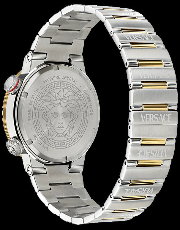 Versace Greca Logo Diver Quartz Green Dial Two Tone Steel Strap Watch for Men - VE8G00524 VE8G00524 - Image 6