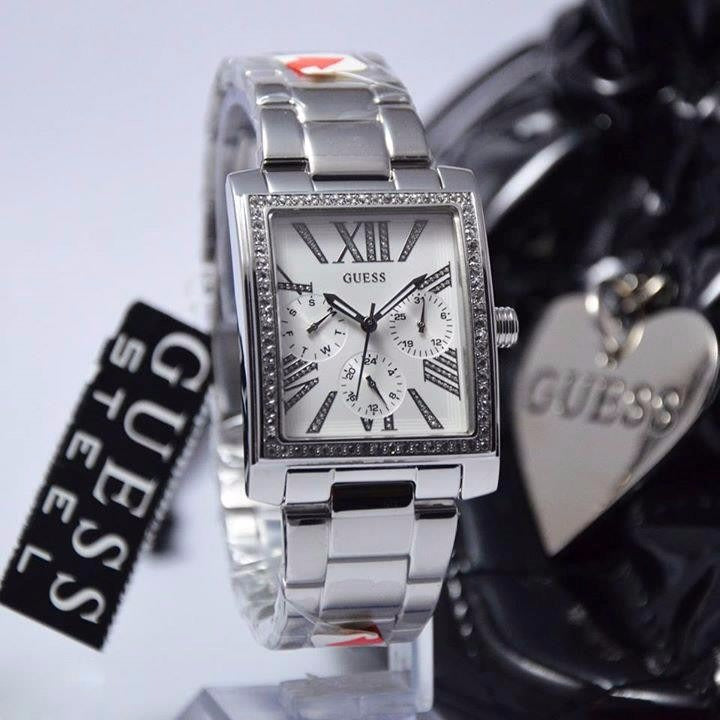 Guess Haven Crystal White Dial Silver Ladies Watch W0446L1