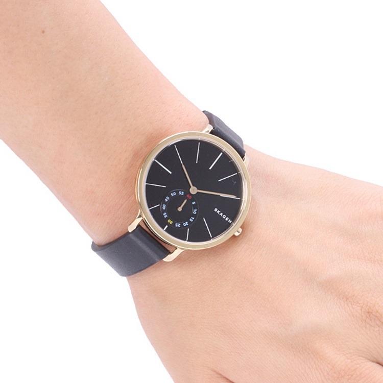 Skagen Hagen Black Dial Leather Strap Ladies Watch SKW2354