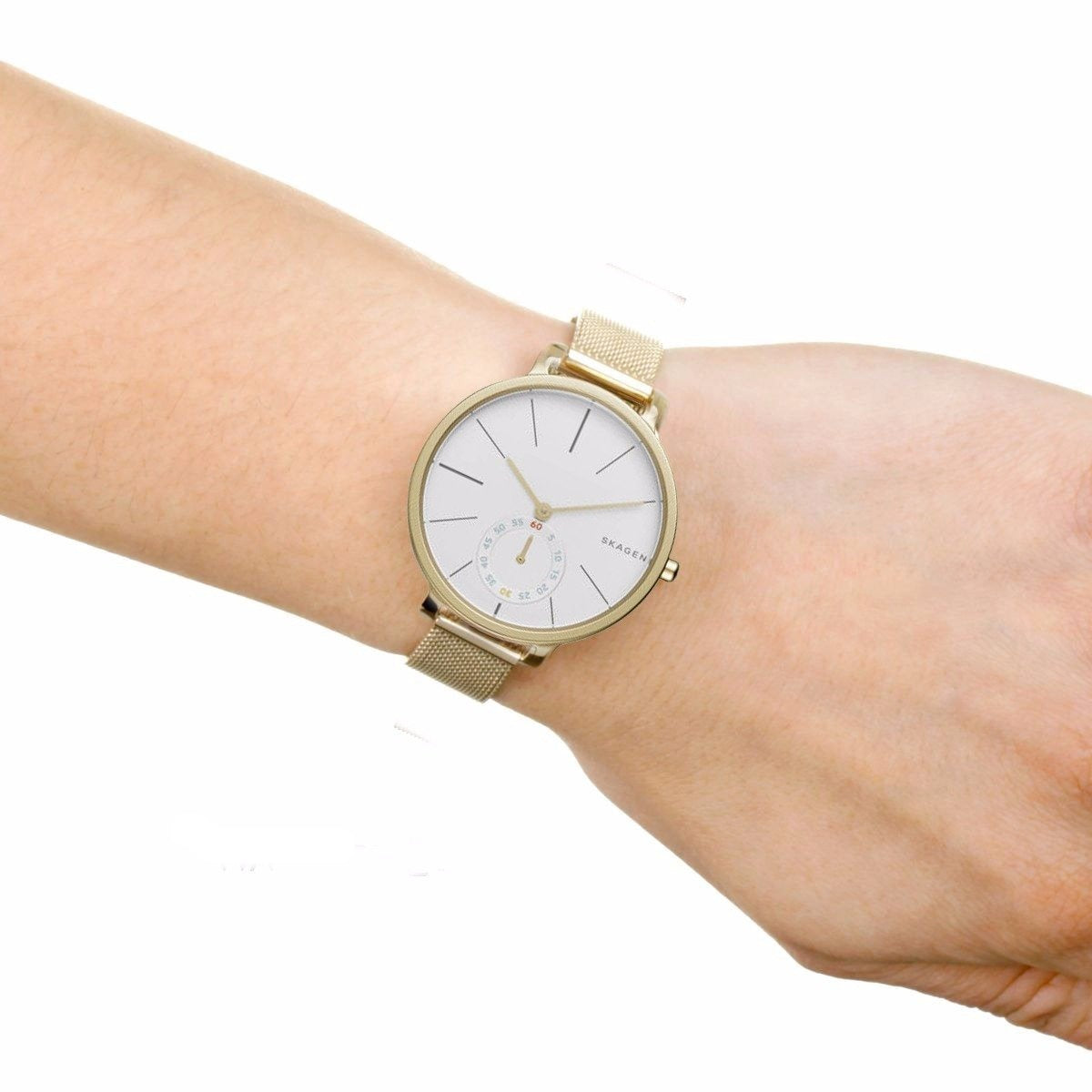 Skagen Hagen White Dial Gold Tone Ladies Watch SKW2436