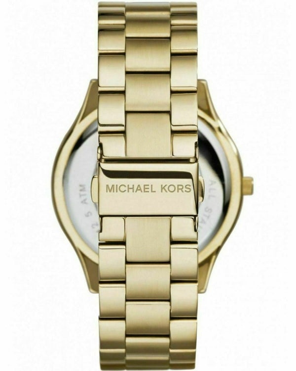 Michael Kors Slim Runway Green Dial Gold Women's Watch MK3435