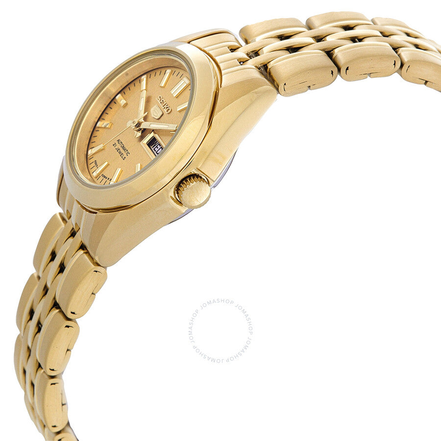 Seiko 5 Automatic Gold Dial Ladies Watch SYMA38K1 - The Watches Men & Co #2