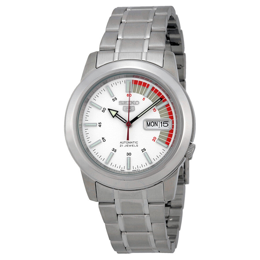 Seiko 5 Automatic White Dial Stainless Steel Men's Watch SNKK25 - Dawson Watches