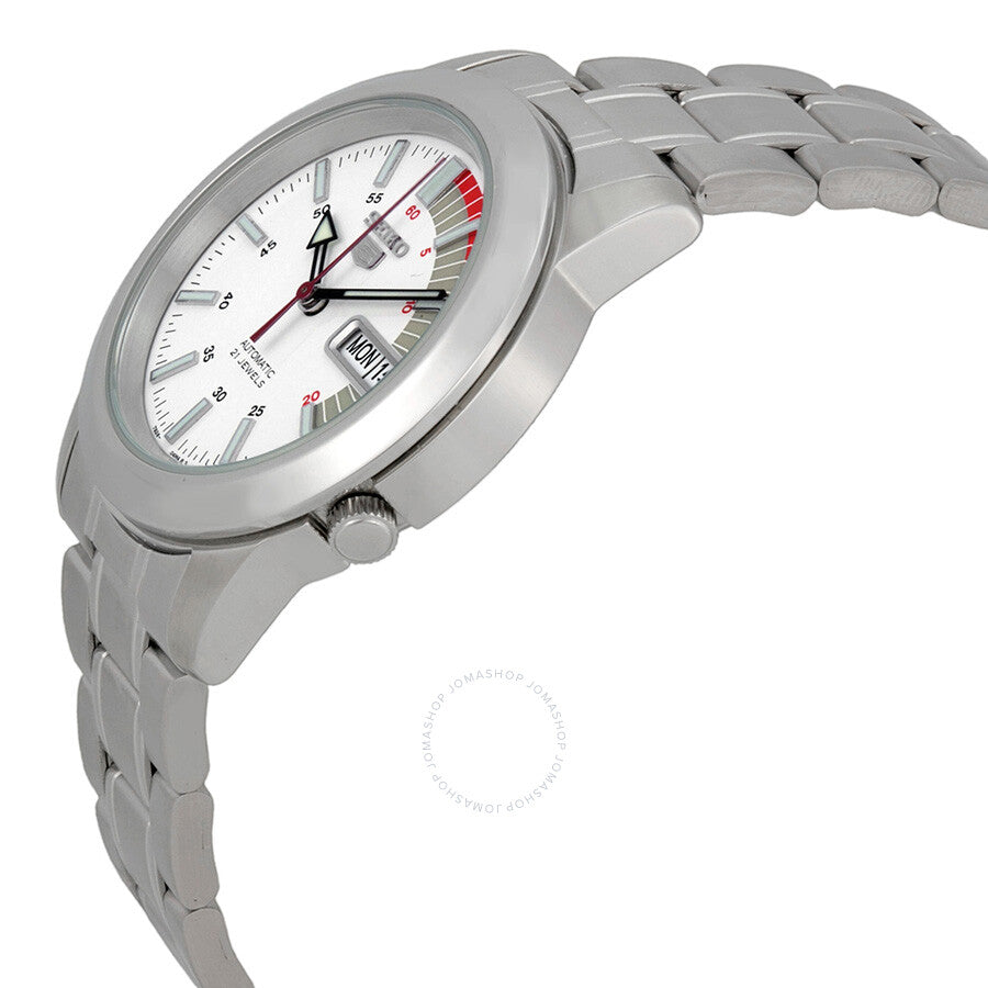 Seiko 5 Automatic White Dial Stainless Steel Men's Watch SNKK25 - The Watches Men & Co #2