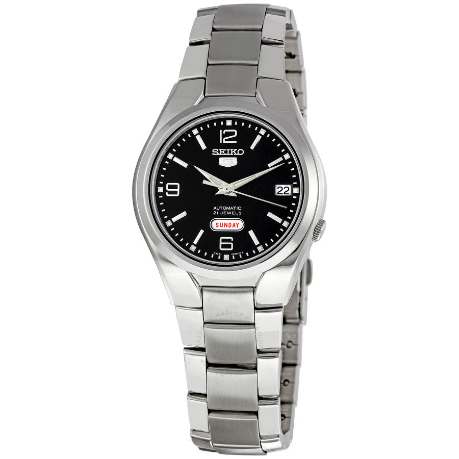 Seiko 5 Black Dial Stainless Steel Men's Watch SNK623 - Dawson Watches