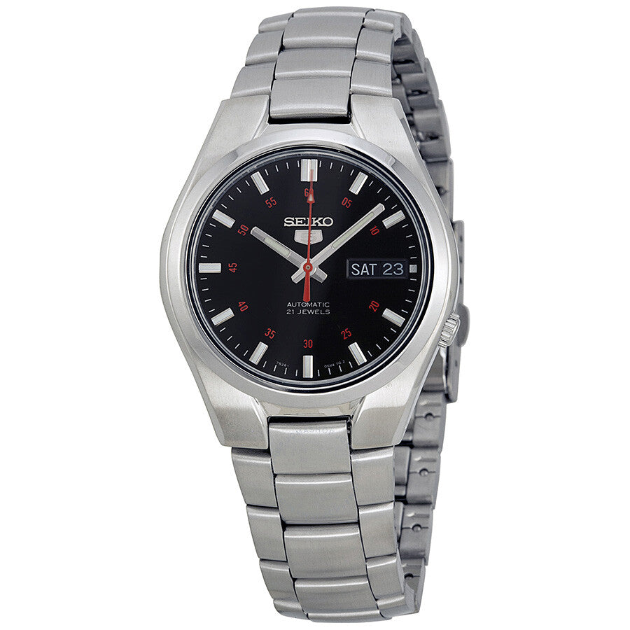 Seiko Series 5 Automatic Black Dial Stainless Steel Men's Watch SNK617 - Dawson Watches