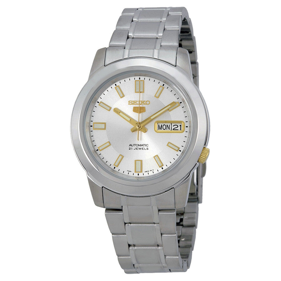 Seiko 5 Silver Stainless Steel Automatic Men's Watch SNKK09 - Dawson Watches