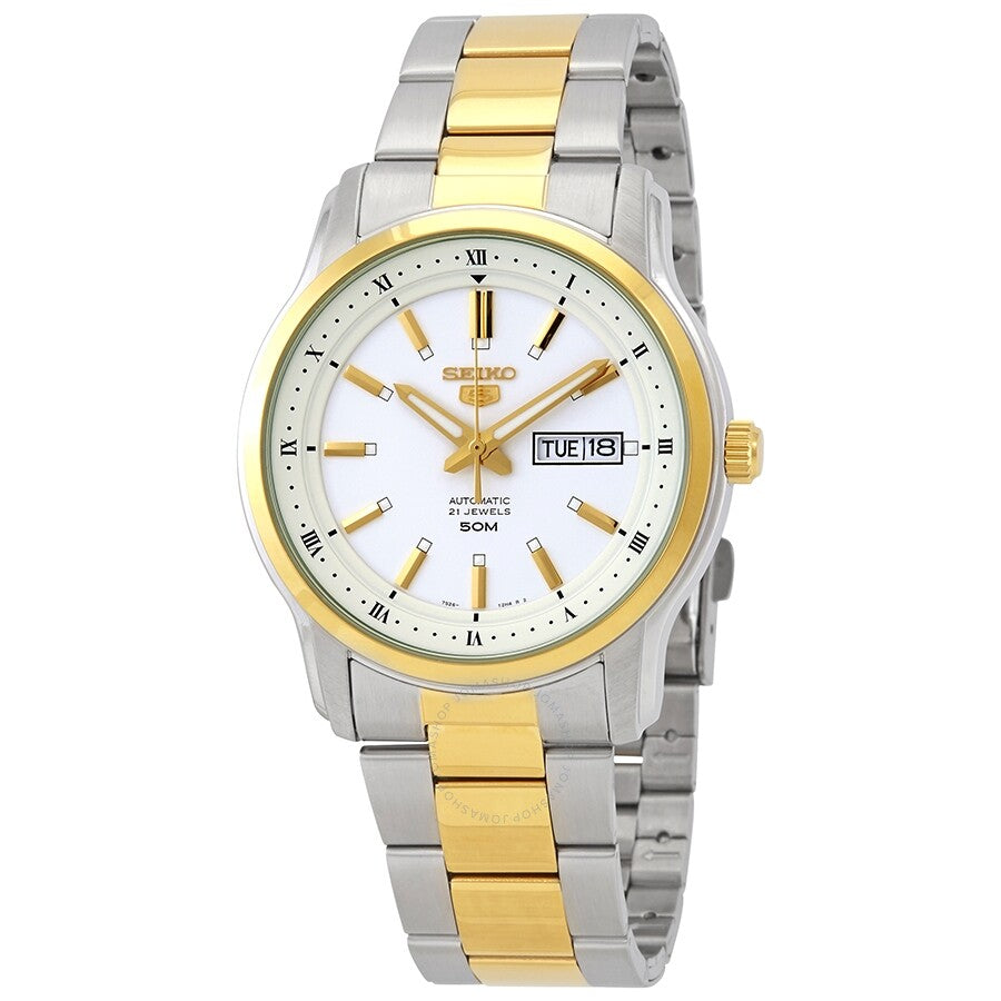 Seiko Series 5 Automatic White Dial Two-tone Men's Watch SNKP14K1S - Dawson Watches
