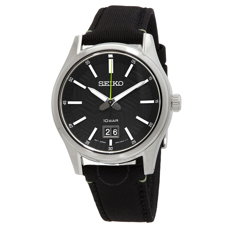 Seiko Big Date Quartz Black Dial Men's Watch SUR517P1 - Dawson Watches