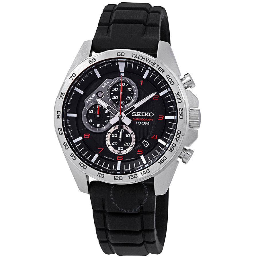 Seiko Chronograph Black Dial Black Rubber Men's Watch SSB325P1 - Dawson Watches