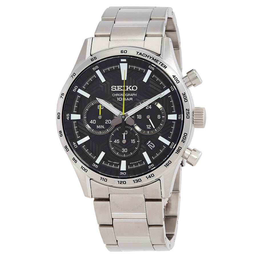Seiko Chronograph Quartz Black Dial Men's Watch SSB413P1 - Dawson Watches