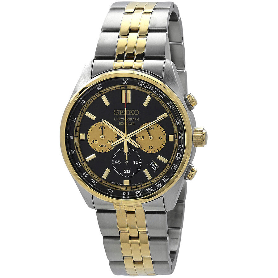 Seiko Chronograph Quartz Black Dial Men's Watch SSB430P1 - Dawson Watches