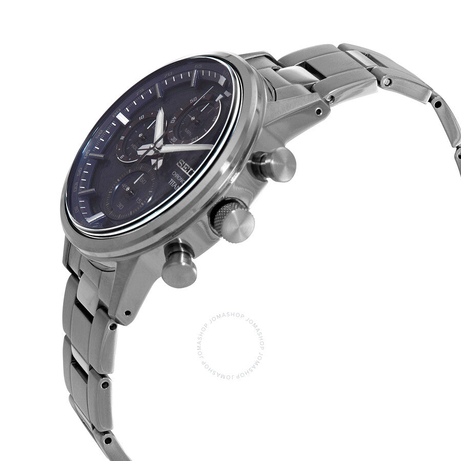 Seiko Chronograph Quartz Blue Dial Grey Titanium Men's Watch SSB387 - Dawson Watches #2