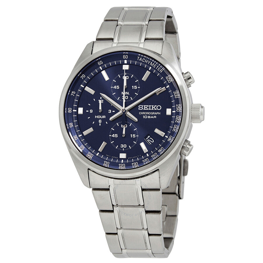 Seiko Chronograph Quartz Blue Dial Men's Watch SSB377 - Dawson Watches