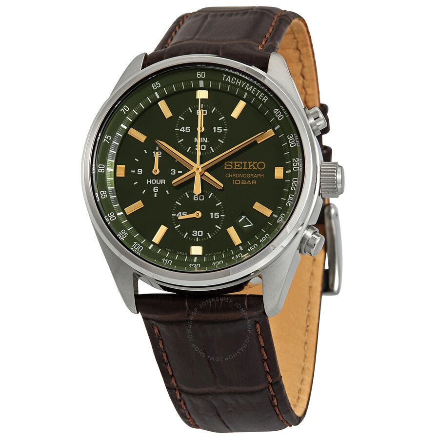 Seiko Chronograph Quartz Green Dial Men's Watch SSB385 - Dawson Watches