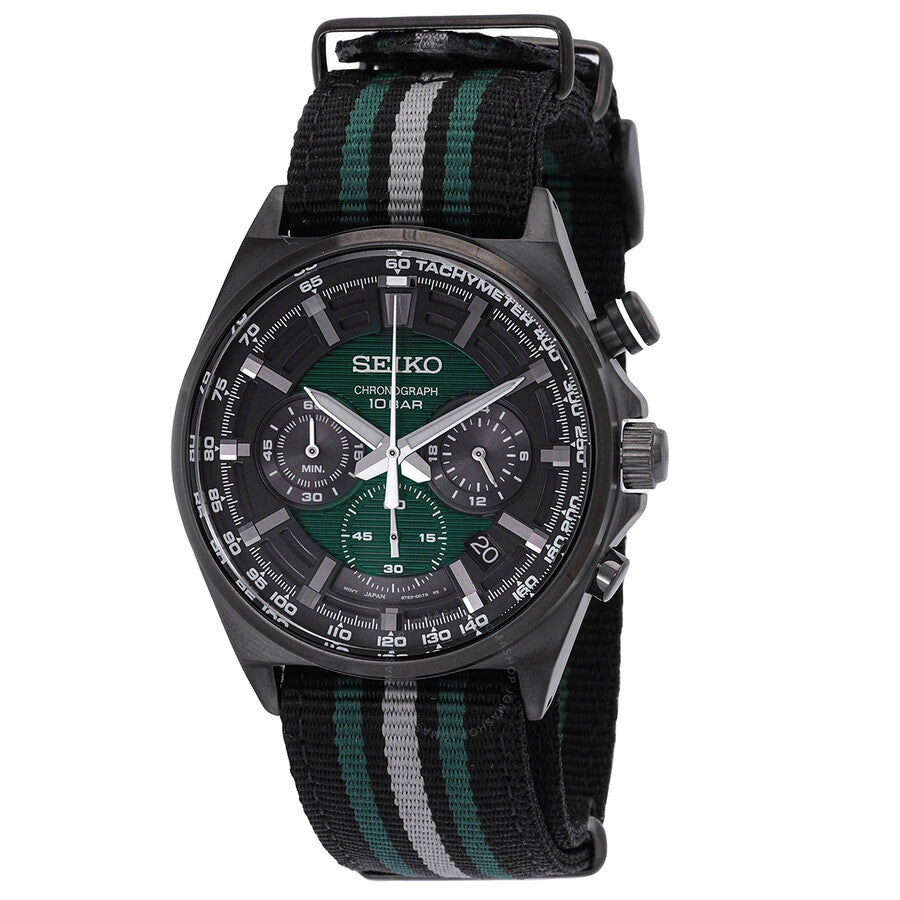Seiko Chronograph Quartz Green Dial Men's Watch SSB411P1 - Dawson Watches