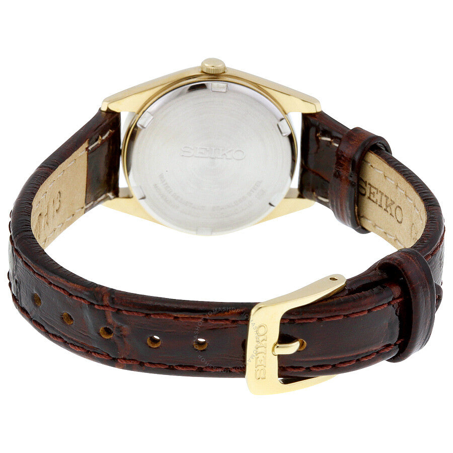 Seiko Core Champagne Dial Brown Leather Ladies Watch SUT120 - Dawson Watches #3