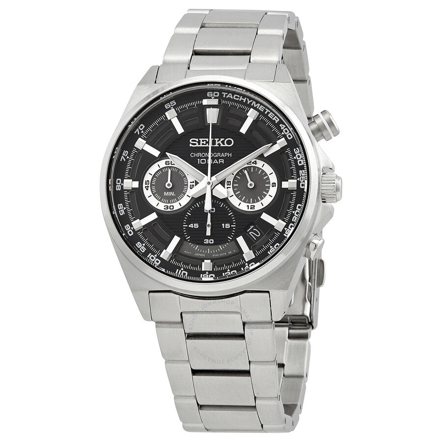 Seiko Essentials Chronograph Quartz Black Dial Men's Watch SSB397P1 - Dawson Watches