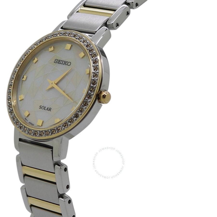 Seiko Crystal Silver Gold Dial Ladies Watch SUP454P1 - Dawson Watches #2