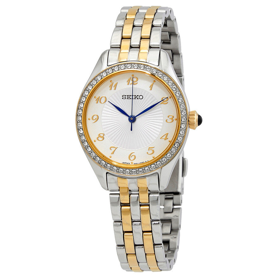 Seiko Crystals Quartz White Dial Ladies Watch SUR392 - The Watches Men & Co