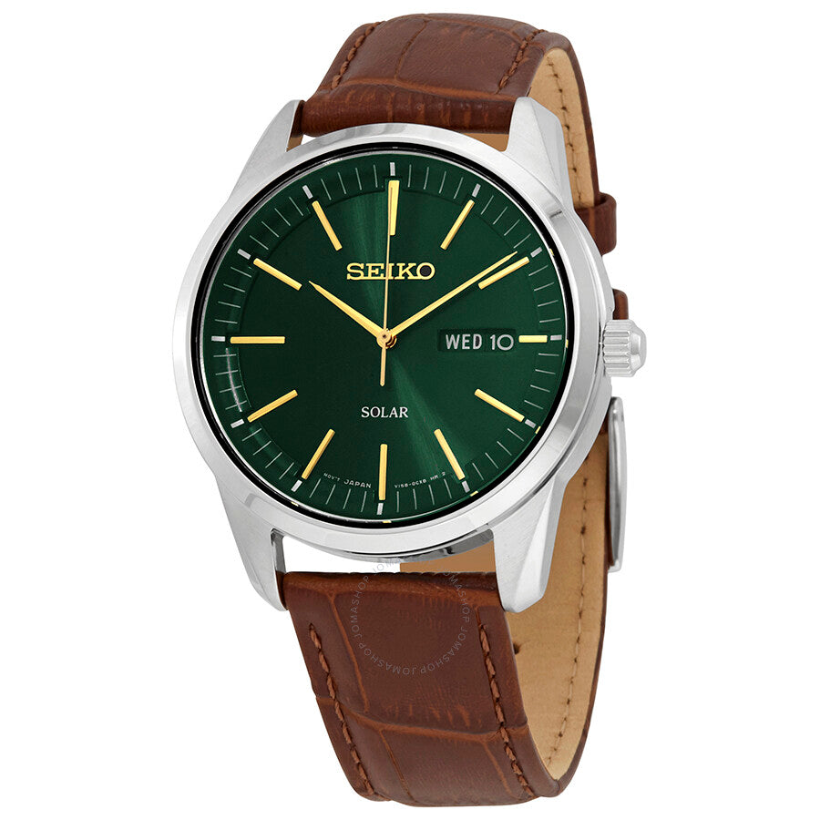 Seiko Dark Green Sunray Dial Solar Powered Men's Watch SNE529 - Dawson Watches