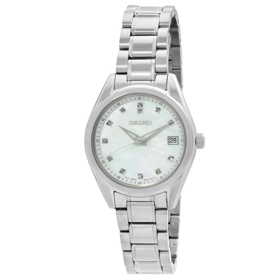 Seiko Diamond Quartz Mother of Pearl Dial Ladies Watch SUR579P1 - Dawson Watches