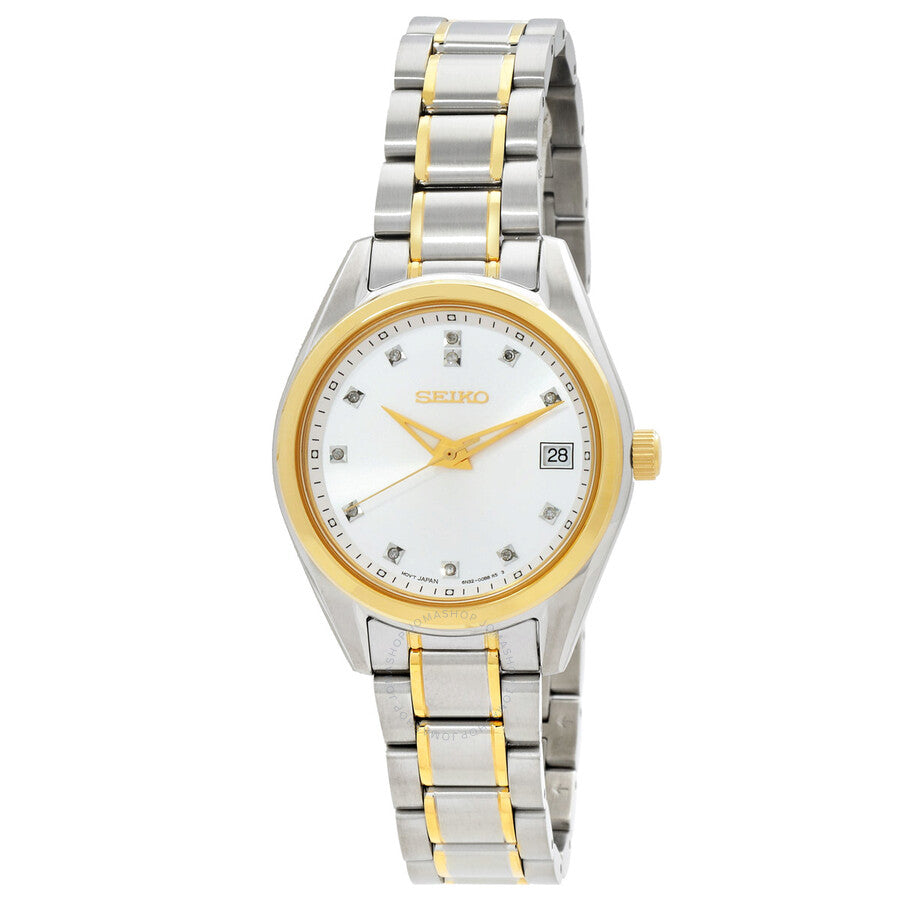Seiko Diamonds Quartz Silver Dial Two-Tone Ladies Watch SUR582P1 - Dawson Watches