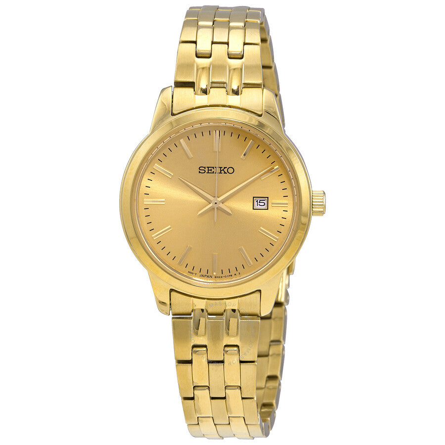 Seiko Essentials Quartz Champagne Dial Ladies Watch SUR444 - Dawson Watches