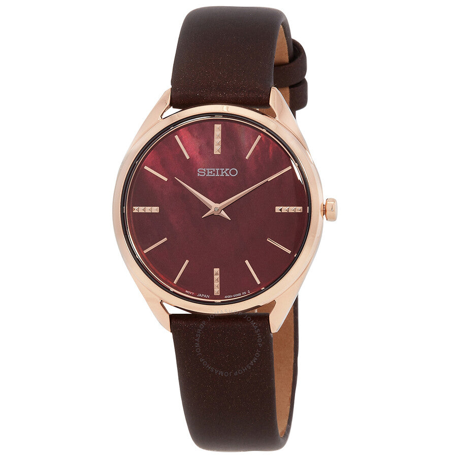 Seiko Essentials Quartz Bordeaux Dial Ladies Watch SWR082 - Dawson Watches