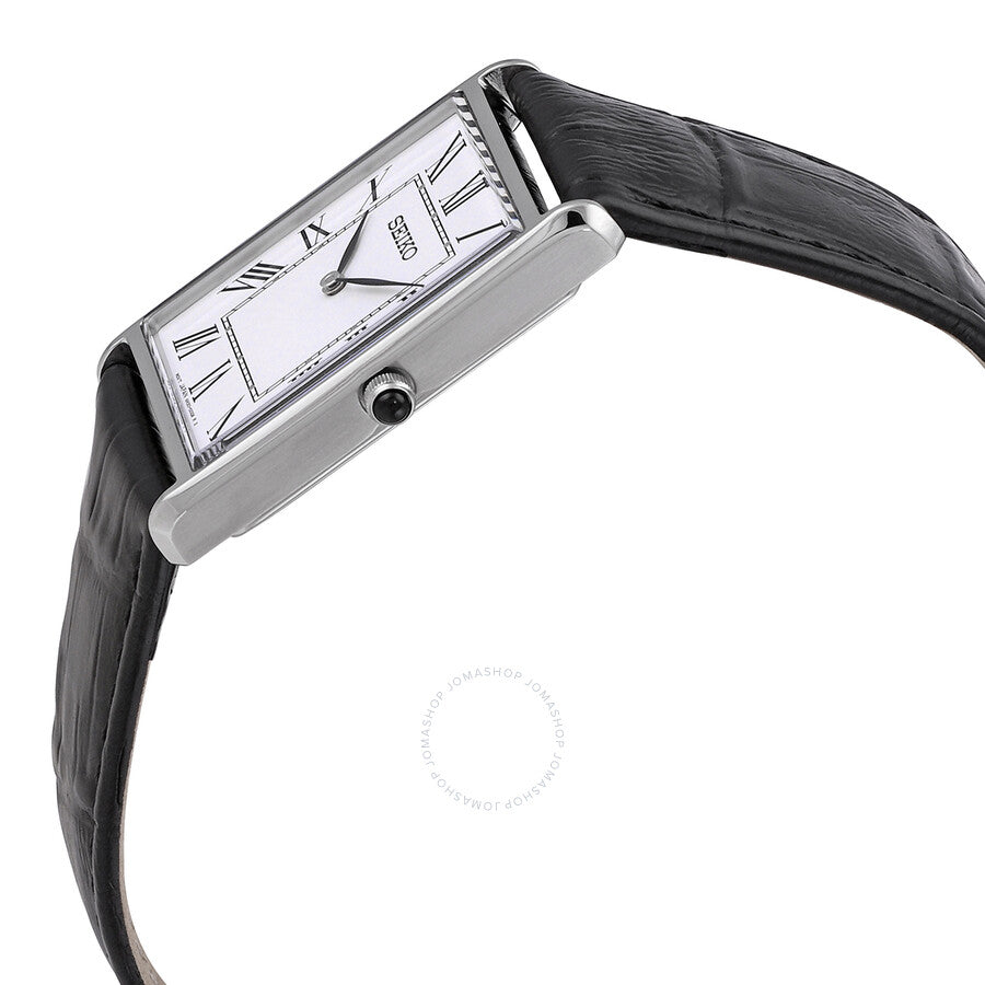 Seiko Essentials Quartz White Dial Black Leather Men's Watch SWR049 - Dawson Watches #2