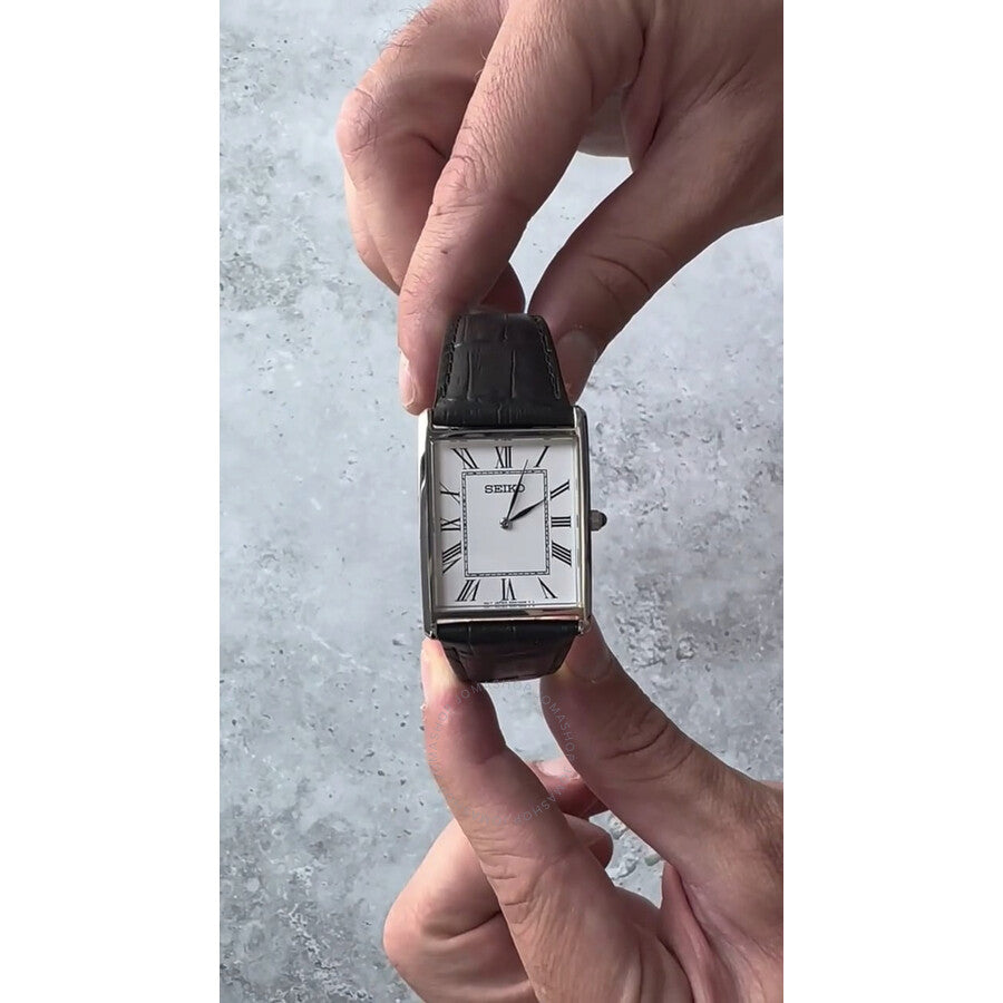Seiko Essentials Quartz White Dial Black Leather Men's Watch SWR049 - Dawson Watches #4