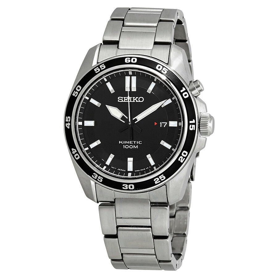 Seiko Kinetic Black Dial Stainless Steel Men's Watch SKA785 - Dawson Watches