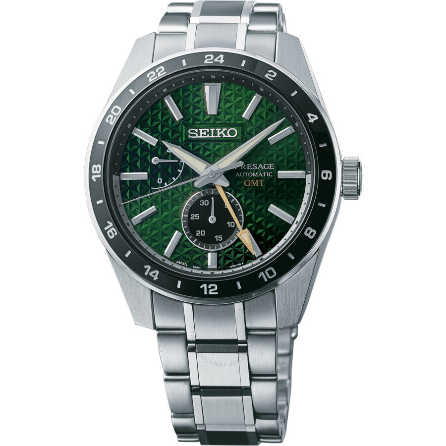 Seiko Presage Luxe Sharp Edge Gmt Automatic Green Dial Men's Watch SPB219 - Dawson Watches
