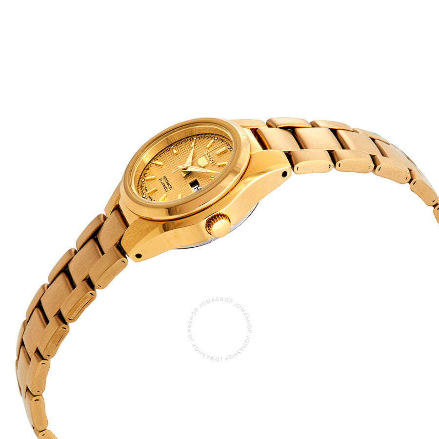 Seiko Series 5 Automatic Gold Dial Ladies Watch SYMC18 - The Watches Men & Co #2