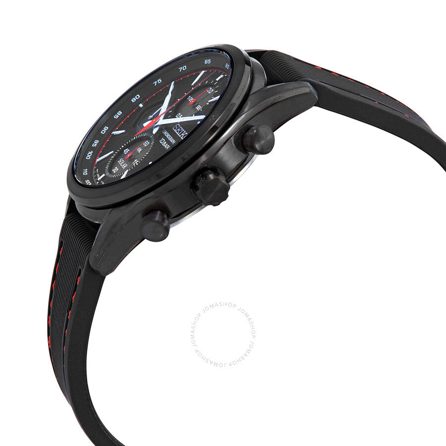 Seiko Solar Black Dial Black Silicone Men's Watch SSC777P1 - Dawson Watches #2
