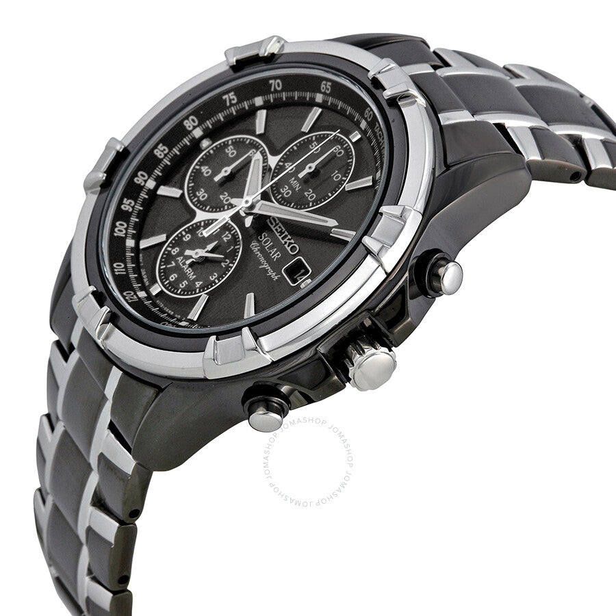 Seiko Solar Chronograph Black Dial Men's Watch SSC143 - Dawson Watches #2