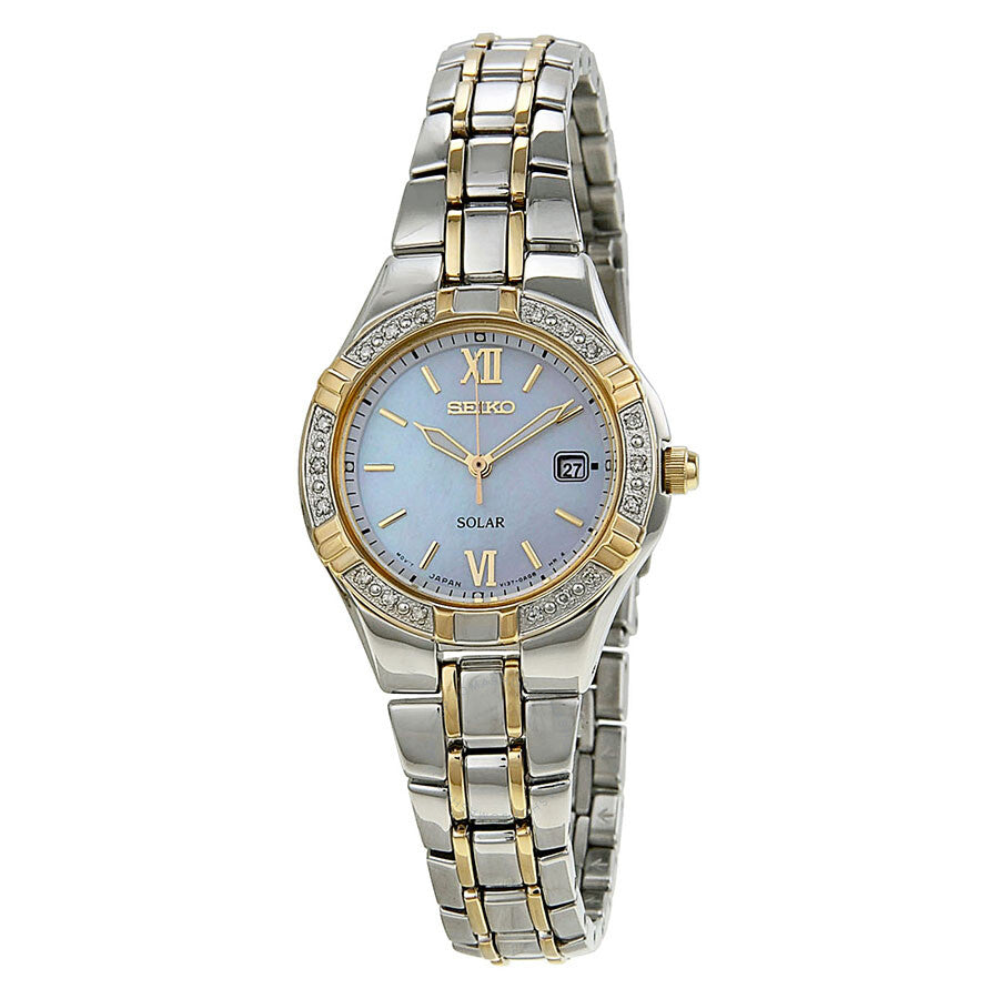 Seiko Solar Mother Of Pearl Dial Ladies Watch SUT068 - Dawson Watches