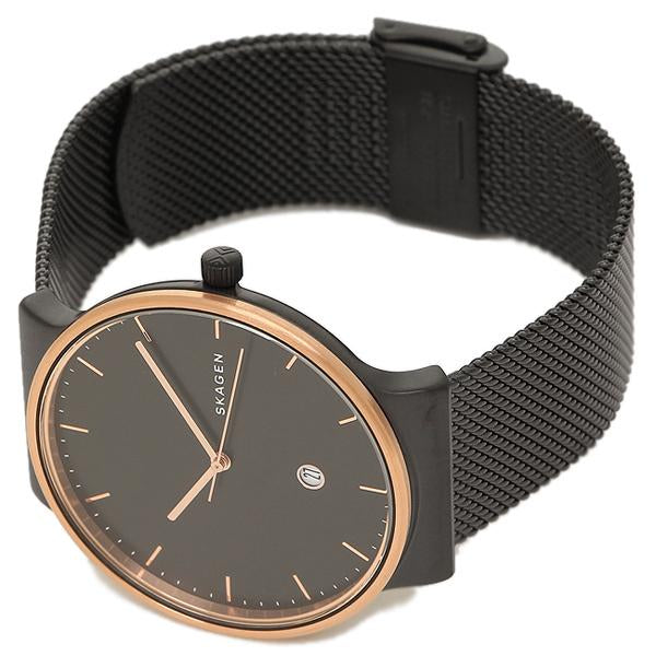 Skagen Ancher Black Dial PVD Mesh Bracelet Men's Watch SKW6296