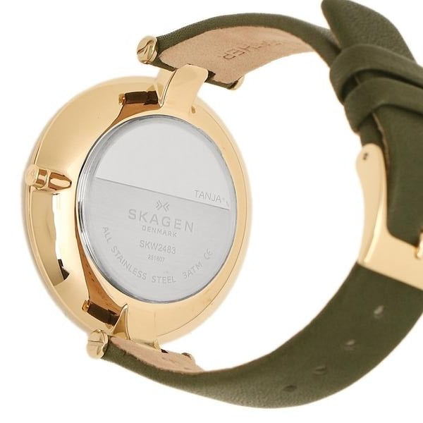 Skagen Tanja Silver Dial Olive Green Leather Ladies Watch SKW2483