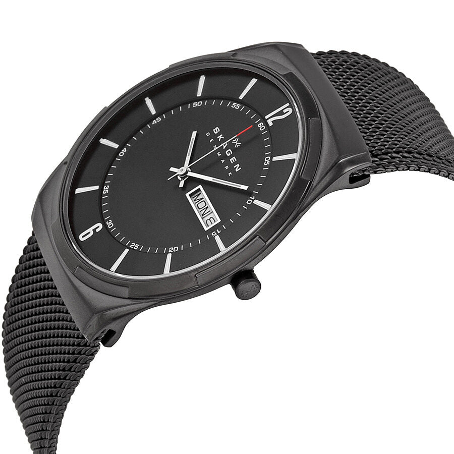 Skagen Aktiv Black Dial Black PVD Mesh Men's Watch SKW6006 - BigDaddy Watches #2