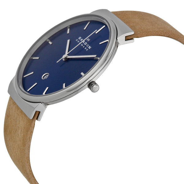 Skagen Ancher Blue Dial Tan Leather Men's Watch SKW6103