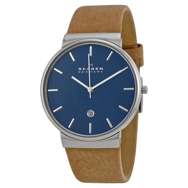 Skagen Ancher Blue Dial Tan Leather Men's Watch SKW6103