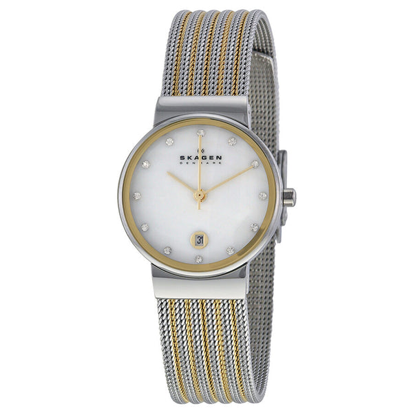 Skagen Ancher Mother of Pearl Dial Two-tone Ladies Watch 355SSGS