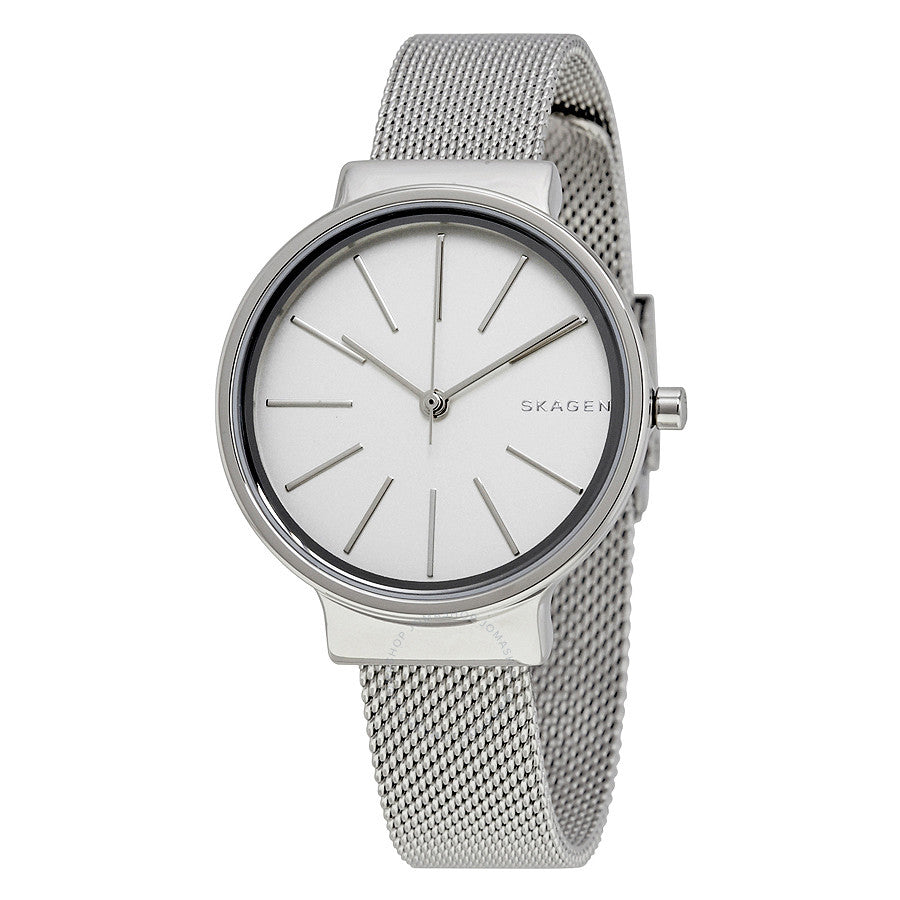 Skagen Ancher White Dial Stainless Steel Mesh Ladies Watch SKW2478