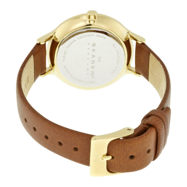 Skagen Anita Champagne Dial Brown Leather Ladies Watch SKW2147