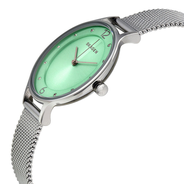 Skagen Anita Light Green Sunray Dial Silver Ladies Watch SKW2324